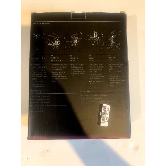 Houdini  By RABBIT W9826 Lever Corkscrew with Foil Cutter & Spare Spiral - Picture 2 of 3